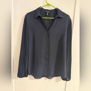 Black Pleated Sleeve Blouse